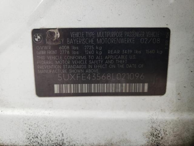 2008 BMW X5 3.0I VIN: 5UXFE43568L021096 Lot: 58118244
