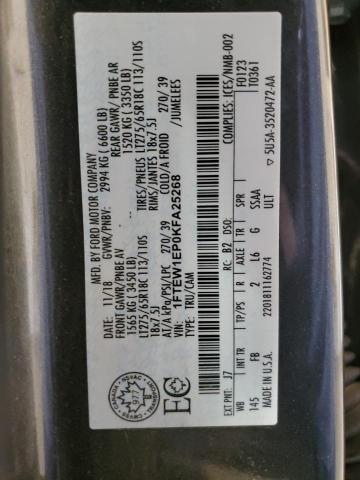 2019 Ford F150 Supercrew VIN: 1FTEW1EP0KFA25268 Lot: 58771744