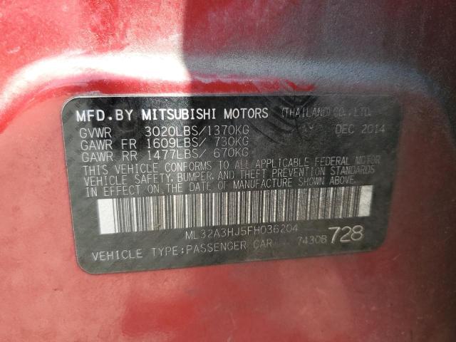 2015 Mitsubishi Mirage De VIN: ML32A3HJ5FH036204 Lot: 57861864