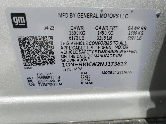 2022 Chevrolet Traverse Premier VIN: 1GNERKKW2NJ173813 Lot: 59821814