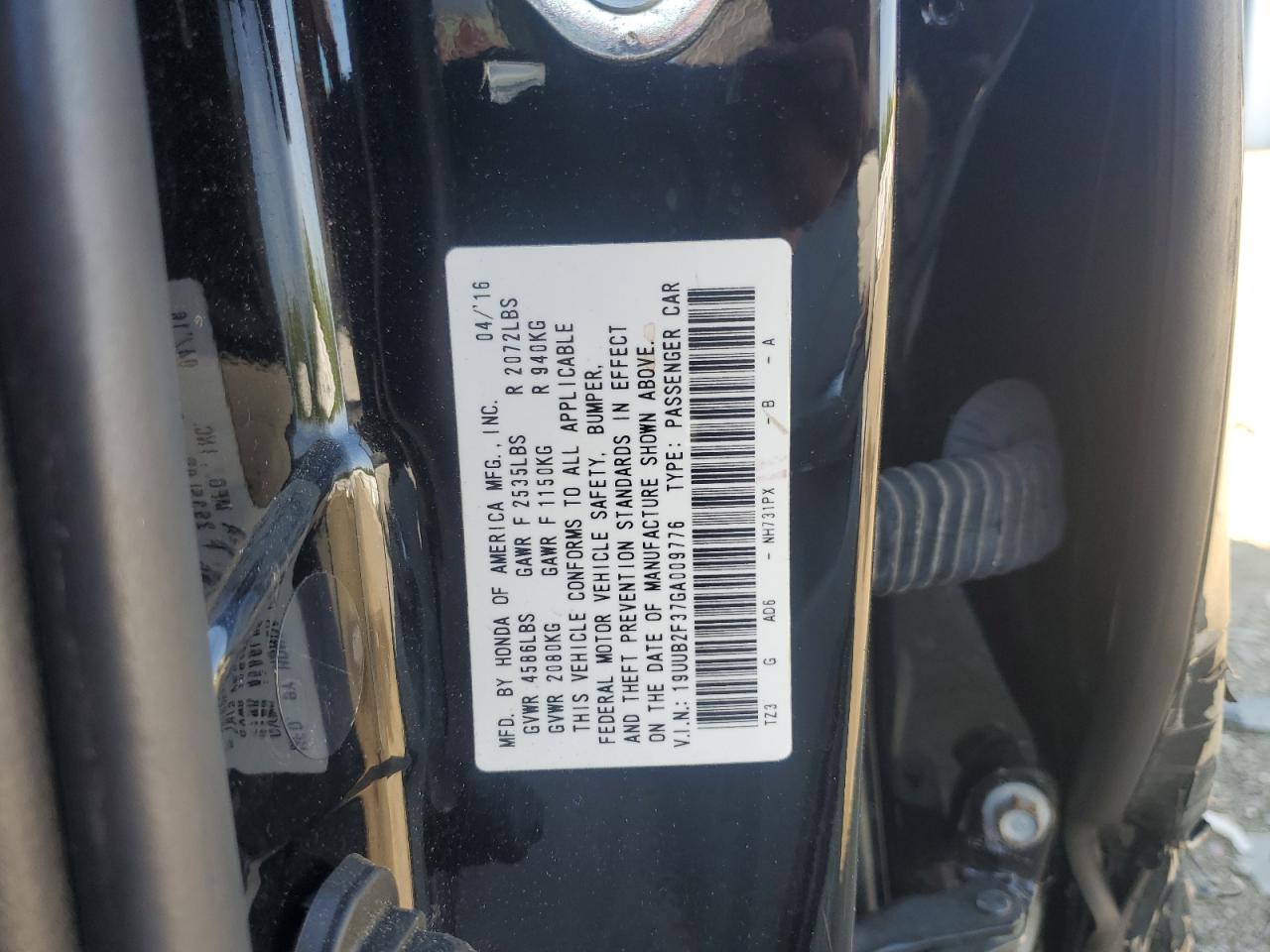 19UUB2F37GA009776 2016 Acura Tlx