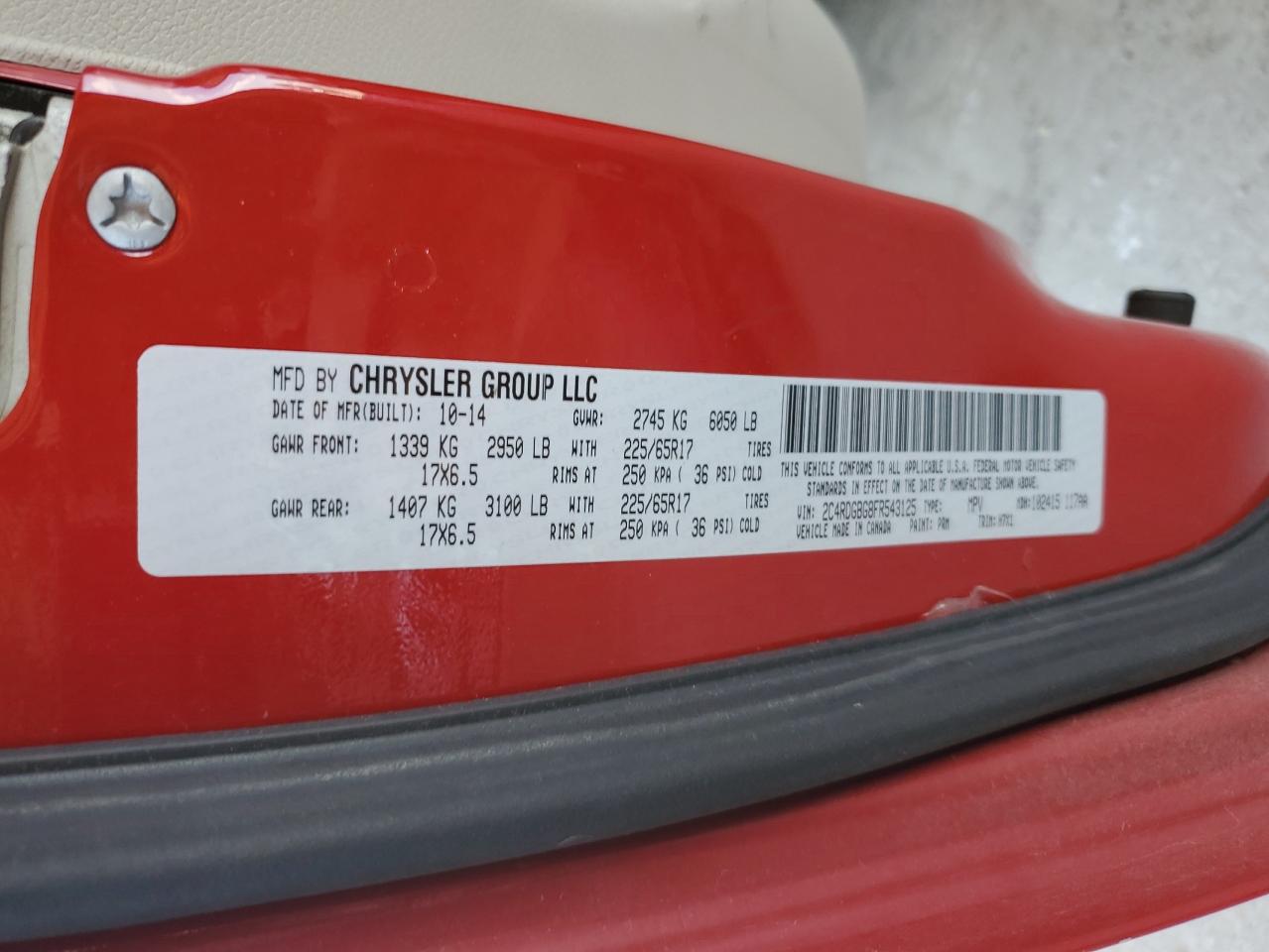 2C4RDGBG8FR543125 2015 Dodge Grand Caravan Se