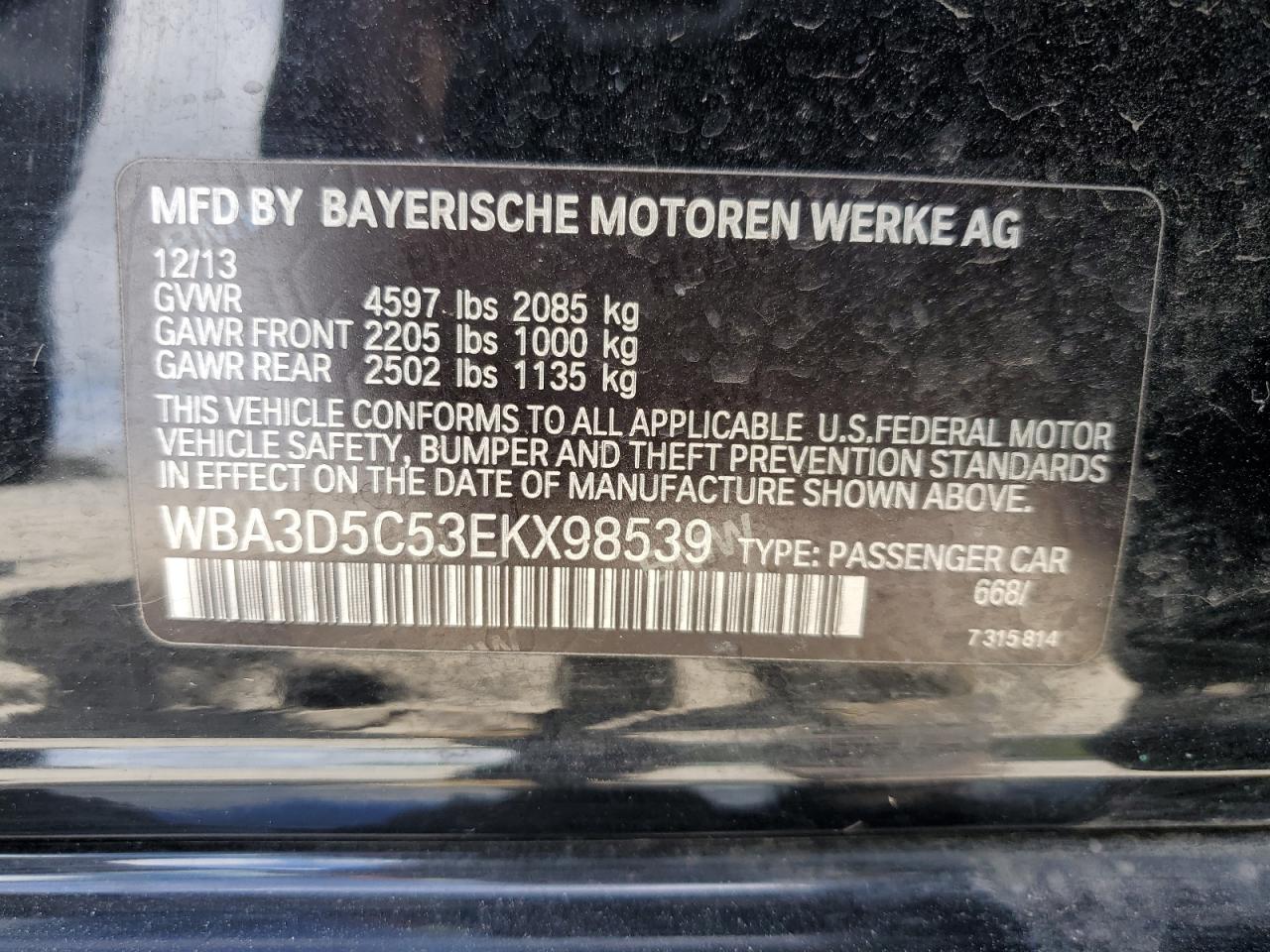 WBA3D5C53EKX98539 2014 BMW 328 D xDrive