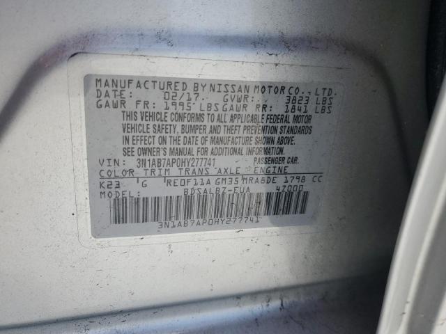 2017 Nissan Sentra S VIN: 3N1AB7AP0HY277741 Lot: 59546874