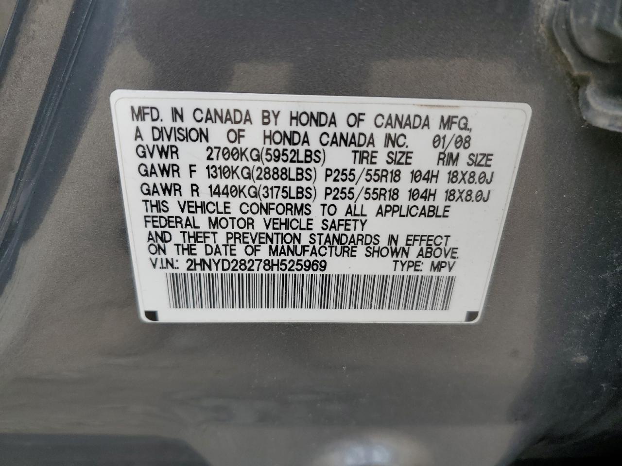 2HNYD28278H525969 2008 Acura Mdx