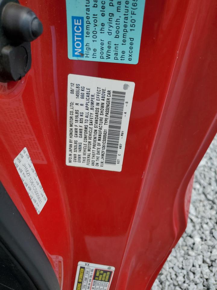 JHMZF1D61CS005631 2012 Honda Cr-Z Ex