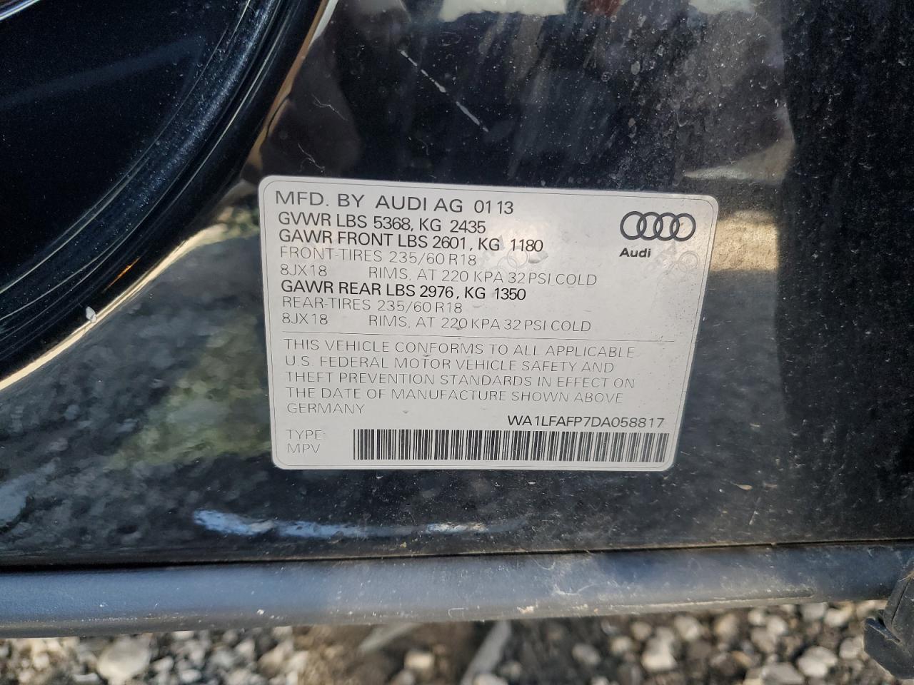 WA1LFAFP7DA058817 2013 Audi Q5 Premium Plus