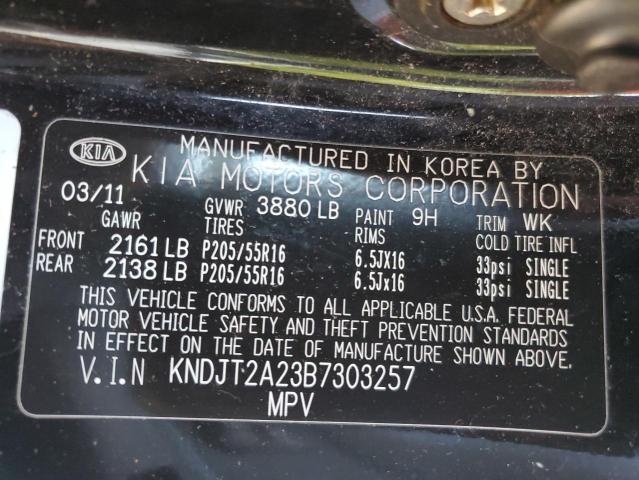 2011 Kia Soul + VIN: KNDJT2A23B7303257 Lot: 59039214