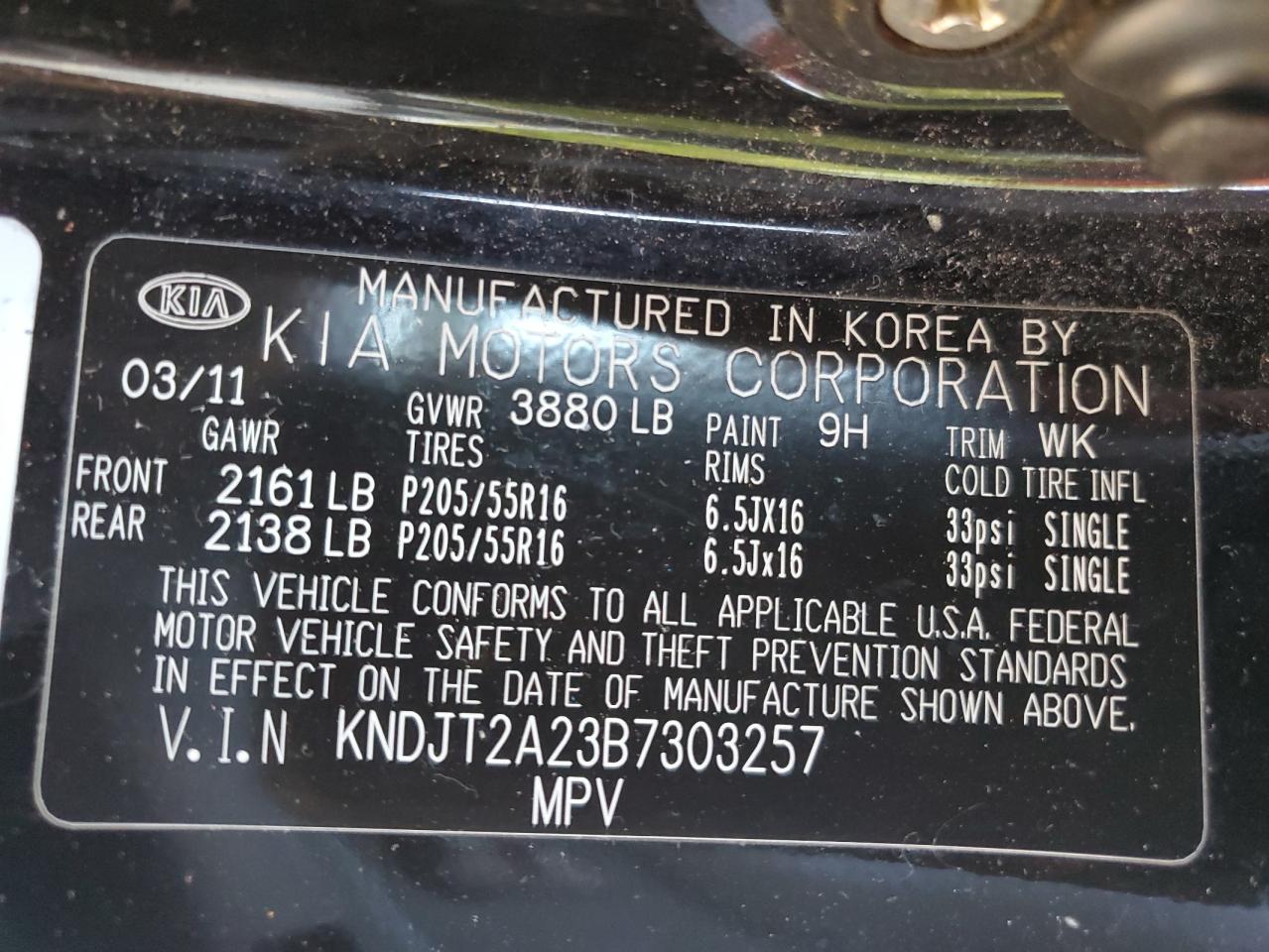 KNDJT2A23B7303257 2011 Kia Soul +