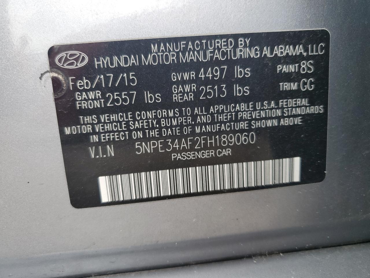 5NPE34AF2FH189060 2015 Hyundai Sonata Sport