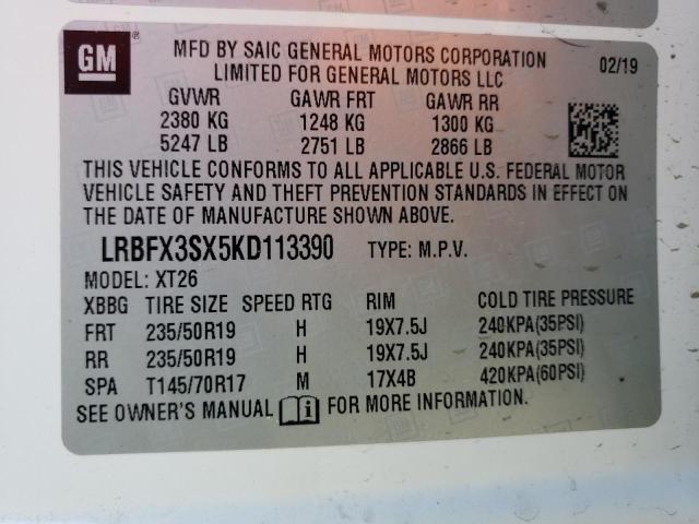 2019 Buick Envision Premium VIN: LRBFX3SX5KD113390 Lot: 57848584