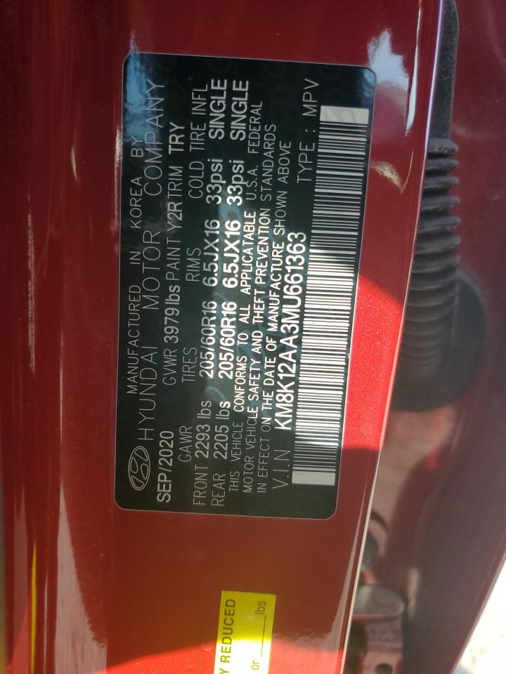 2021 Hyundai Kona Se vin: KM8K12AA3MU661363