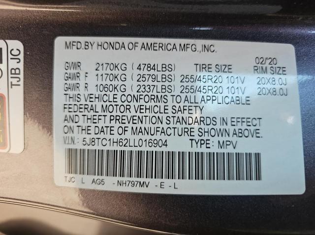 2020 Acura Rdx A-Spec VIN: 5J8TC1H62LL016904 Lot: 59645634