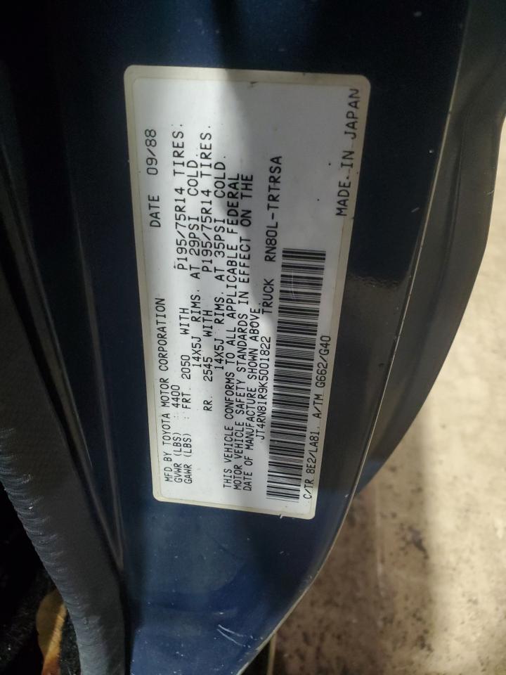 JT4RN81R9K5001822 1989 Toyota Pickup 1/2 Ton Short Wheelbase