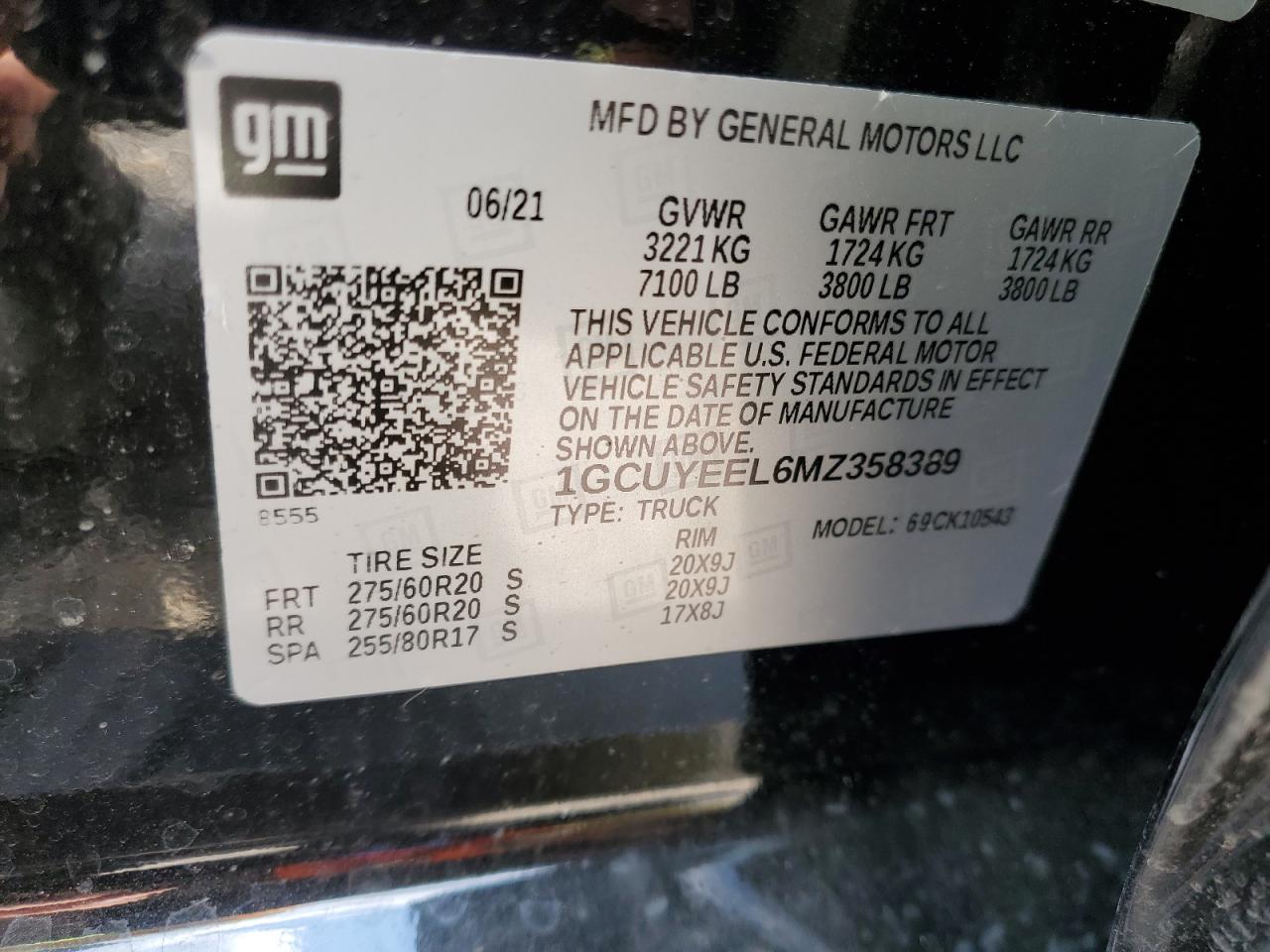 1GCUYEEL6MZ358389 2021 Chevrolet Silverado K1500 Rst