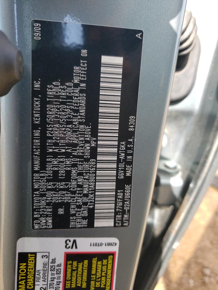 4T3ZK11A89U016289 2009 Toyota Venza