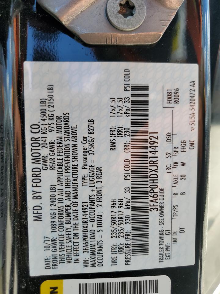 3FA6P0HDXJR144921 2018 Ford Fusion Se