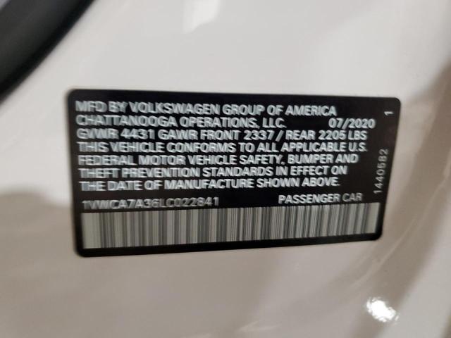2020 Volkswagen Passat Sel VIN: 1VWCA7A36LC022841 Lot: 60921694