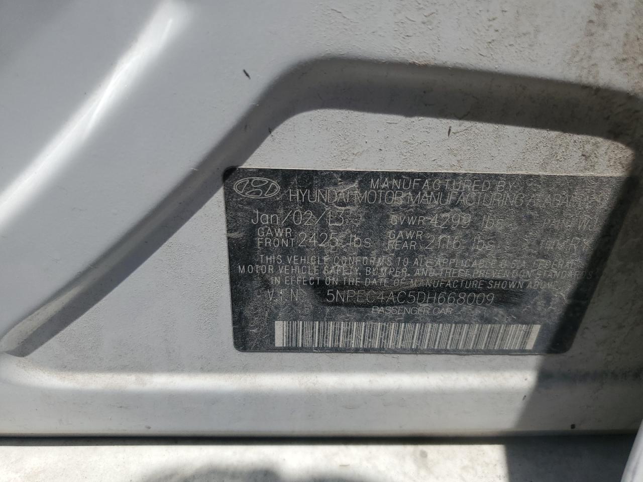 5NPEC4AC5DH668009 2013 Hyundai Sonata Se