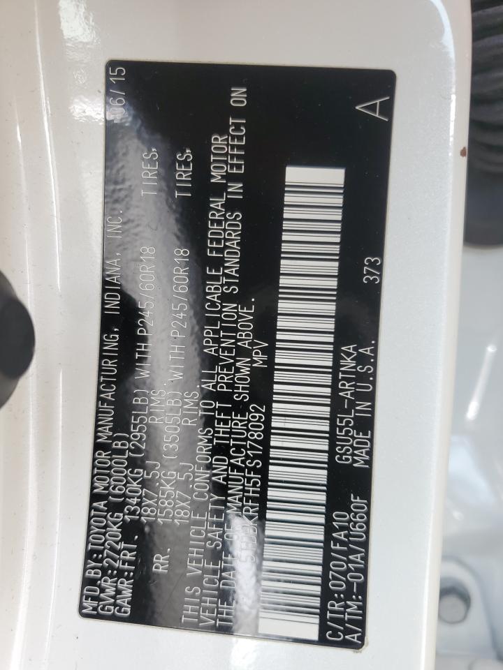 5TDBKRFH5FS178092 2015 Toyota Highlander Le