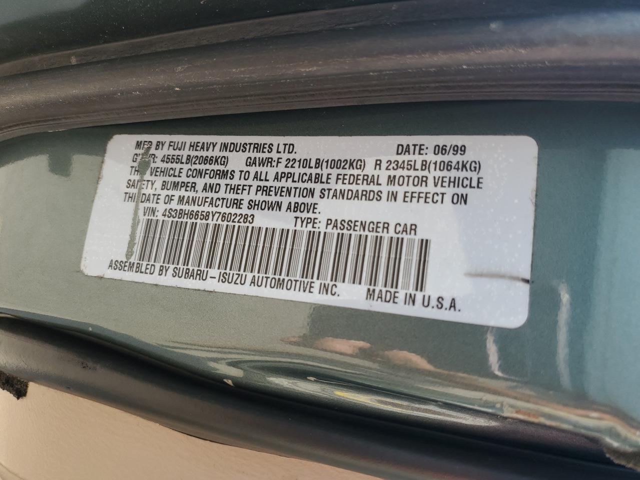 4S3BH6658Y7602283 2000 Subaru Legacy Outback