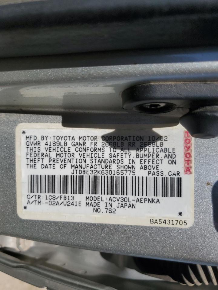 JTDBE32K630165775 2003 Toyota Camry Le