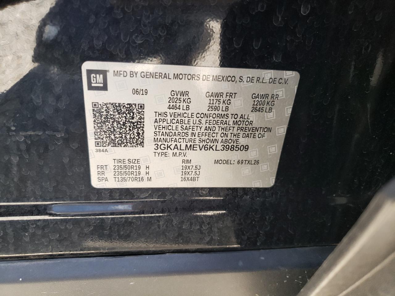 2019 GMC Terrain Sle vin: 3GKALMEV6KL398509