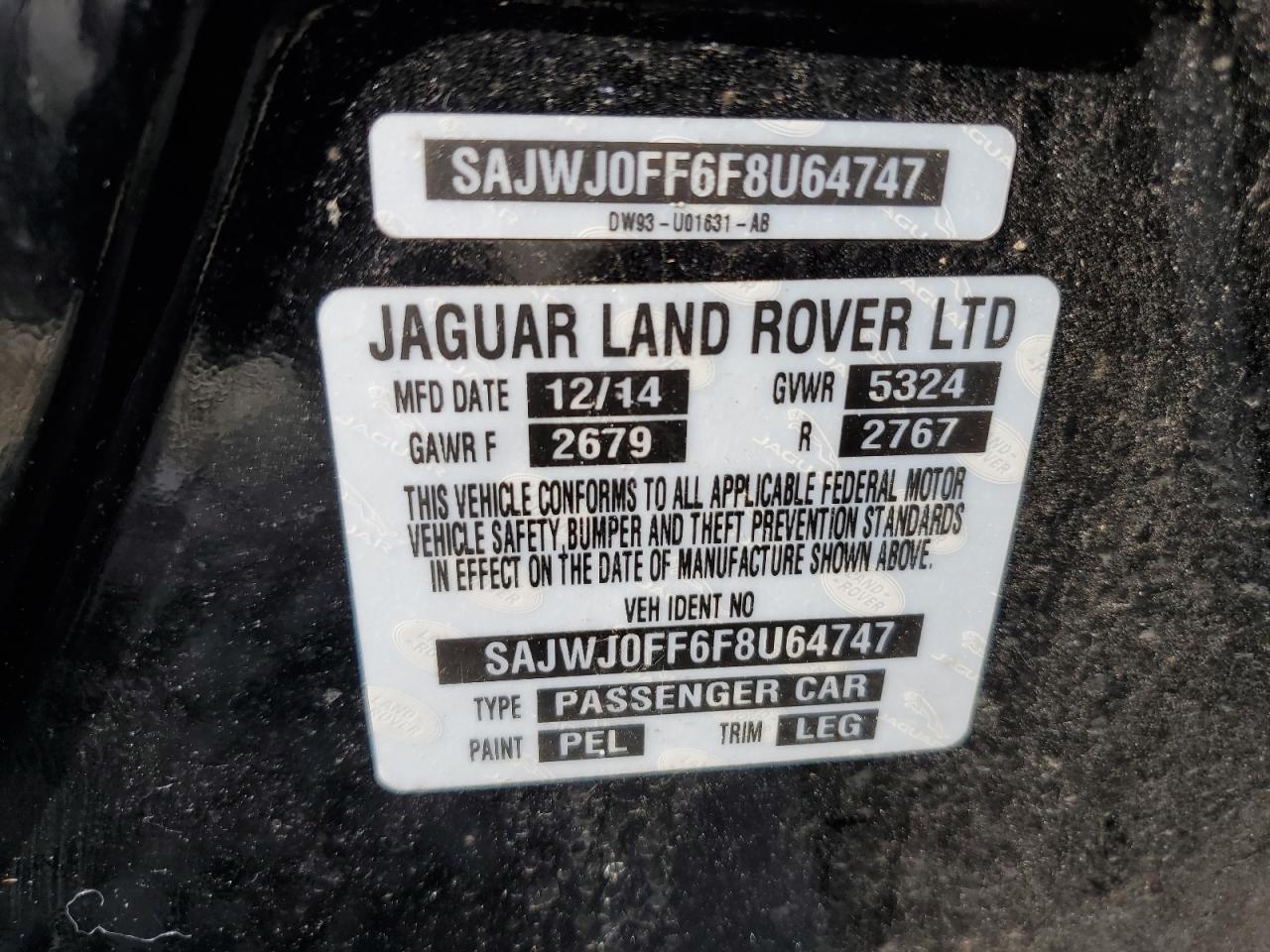 SAJWJ0FF6F8U64747 2015 Jaguar Xf 3.0 Sport Awd