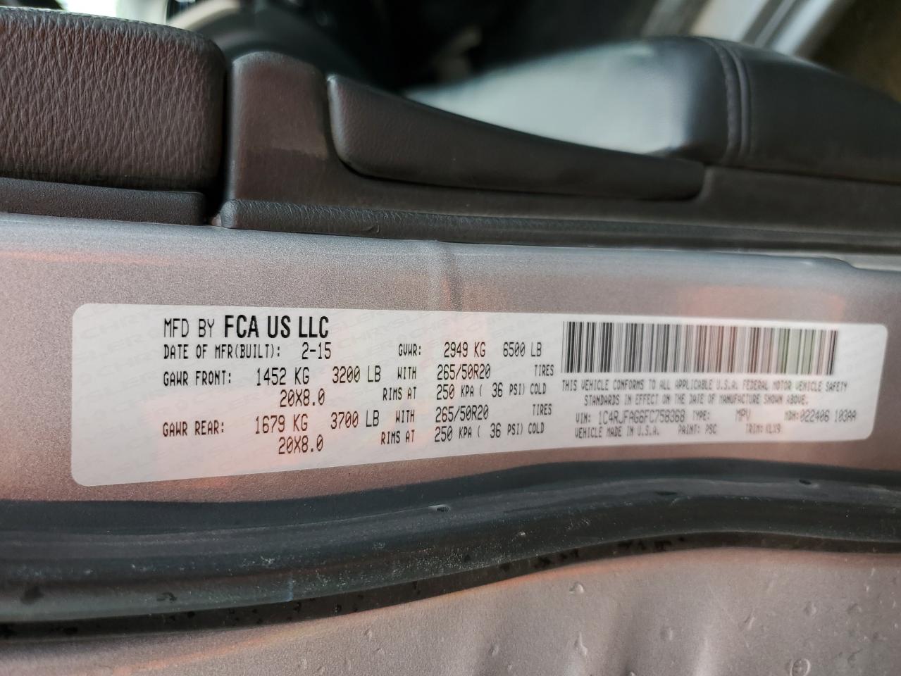 1C4RJFAG6FC758368 2015 Jeep Grand Cherokee Laredo 1C4RJFAG6FC758368 2015 Jeep Grand Cherokee Laredo