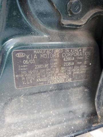 2004 Kia Optima Lx VIN: KNAGD128845263905 Lot: 59562214