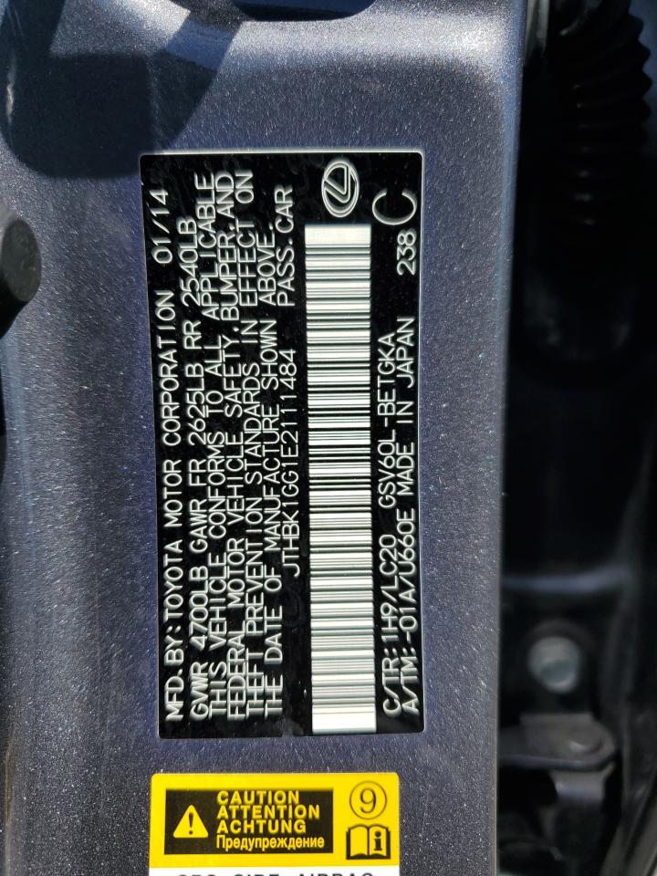 JTHBK1GG1E2111484 2014 Lexus Es 350