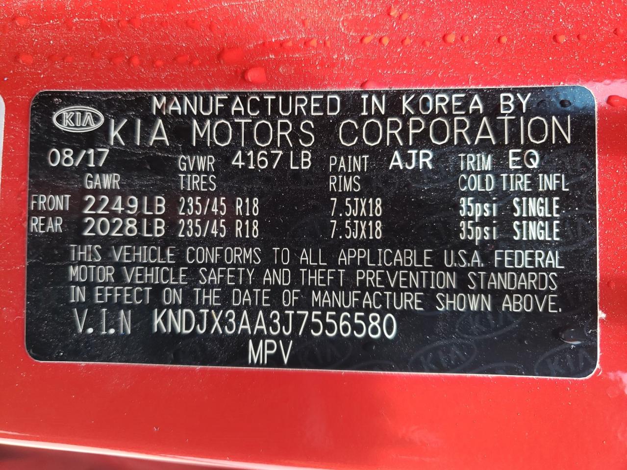 KNDJX3AA3J7556580 2018 Kia Soul !