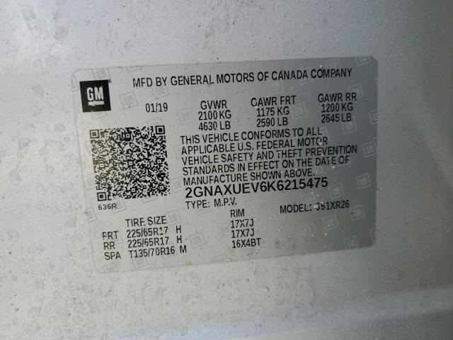 2019 Chevrolet Equinox Lt VIN: 2GNAXUEV6K6215475 Lot: 60359404