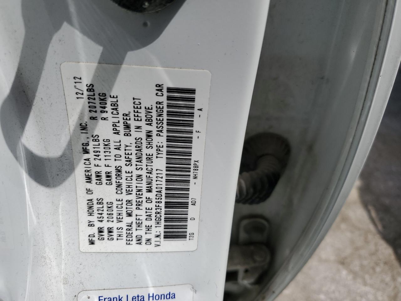 2013 Honda Accord Exl vin: 1HGCR3F85DA017217