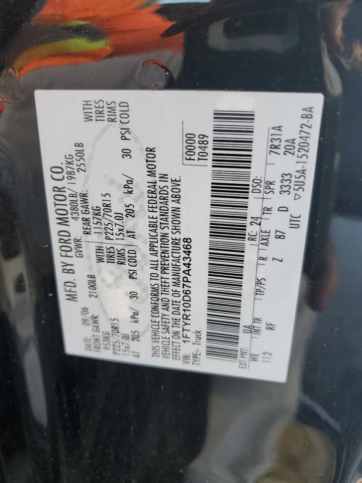 1FTYR10D67PA43468 2007 Ford Ranger