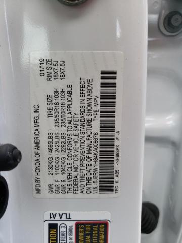 2019 Honda Cr-V Exl VIN: 5J6RW1H84KA008678 Lot: 59116034