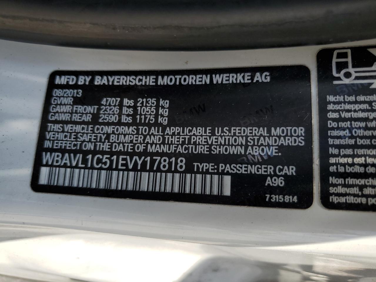 WBAVL1C51EVY17818 2014 BMW X1 xDrive28I