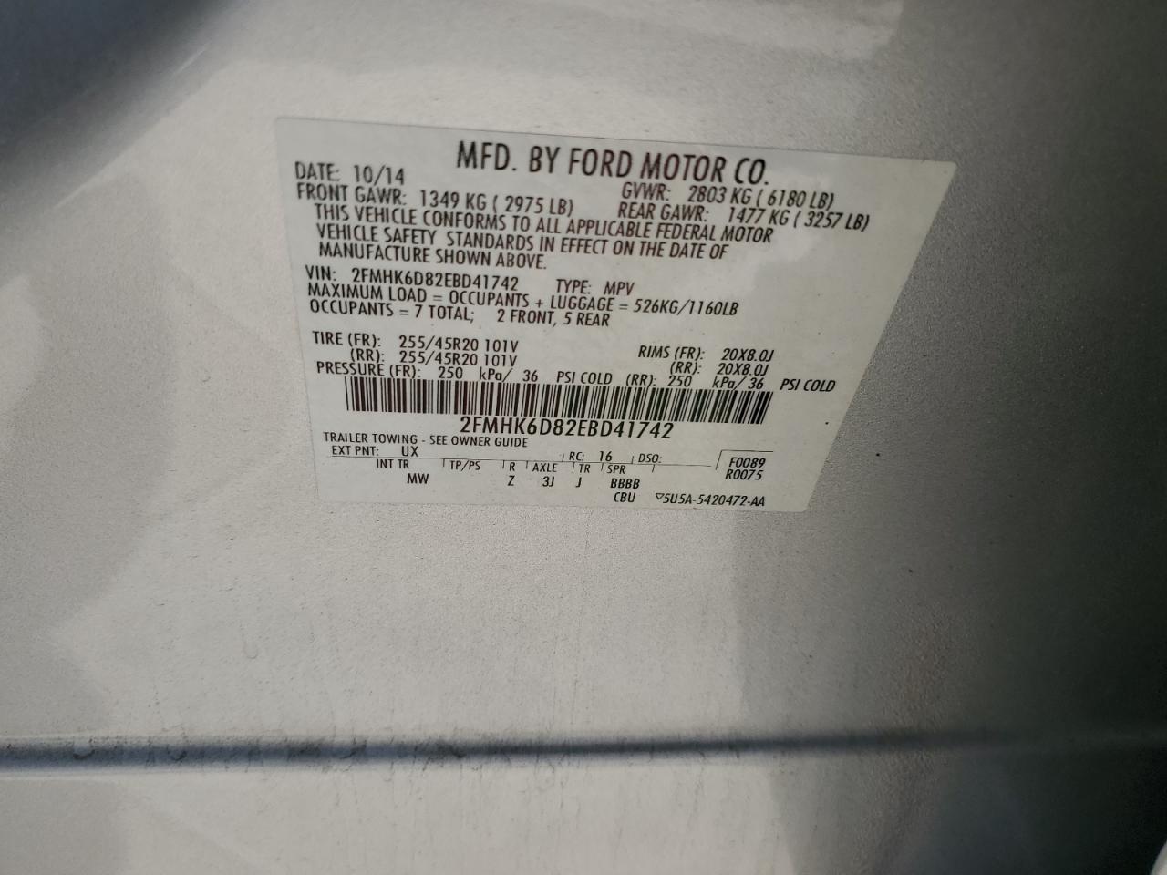 2FMHK6D82EBD41742 2014 Ford Flex Limited