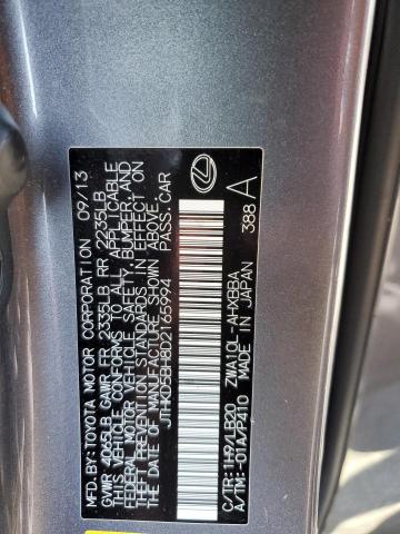 2013 Lexus Ct 200 VIN: JTHKD5BH8D2165994 Lot: 59784224