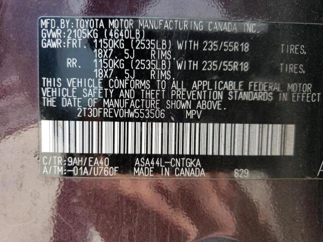 2017 Toyota Rav4 Limited VIN: 2T3DFREV0HW553506 Lot: 59076294