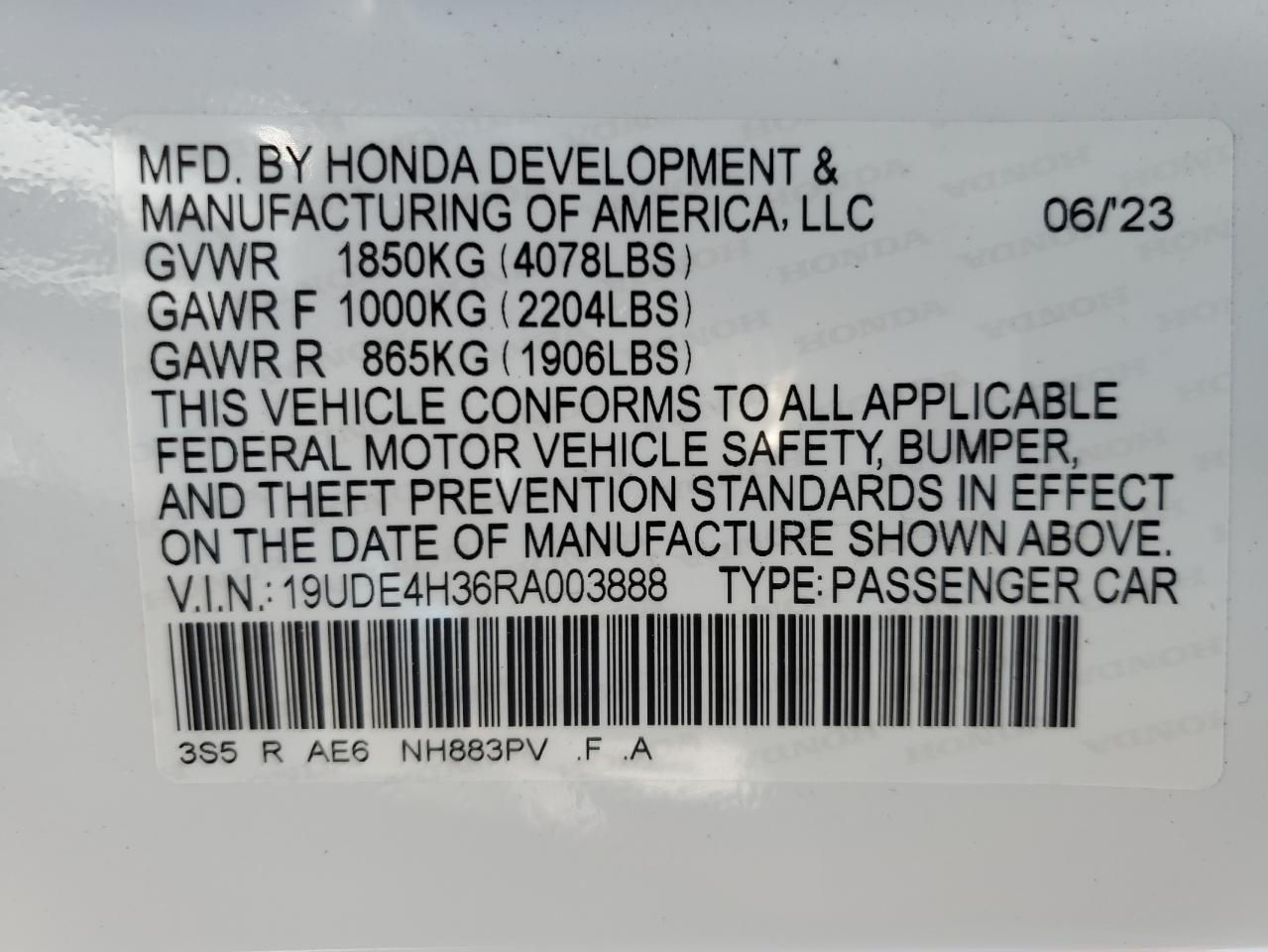 19UDE4H36RA003888 2024 Acura Integra A-Spec