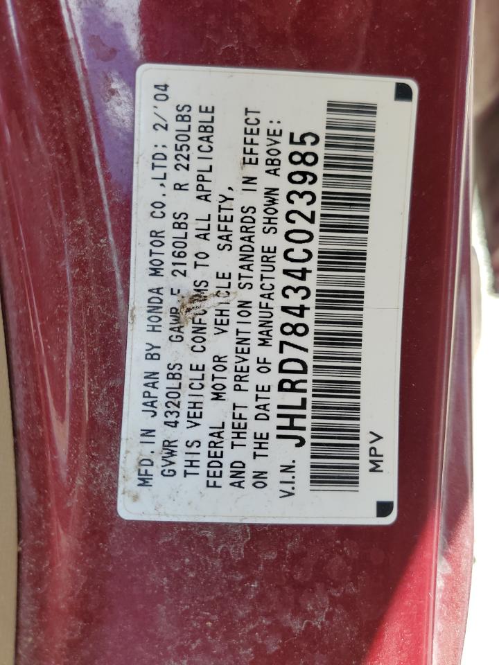 JHLRD78434C023985 2004 Honda Cr-V Lx