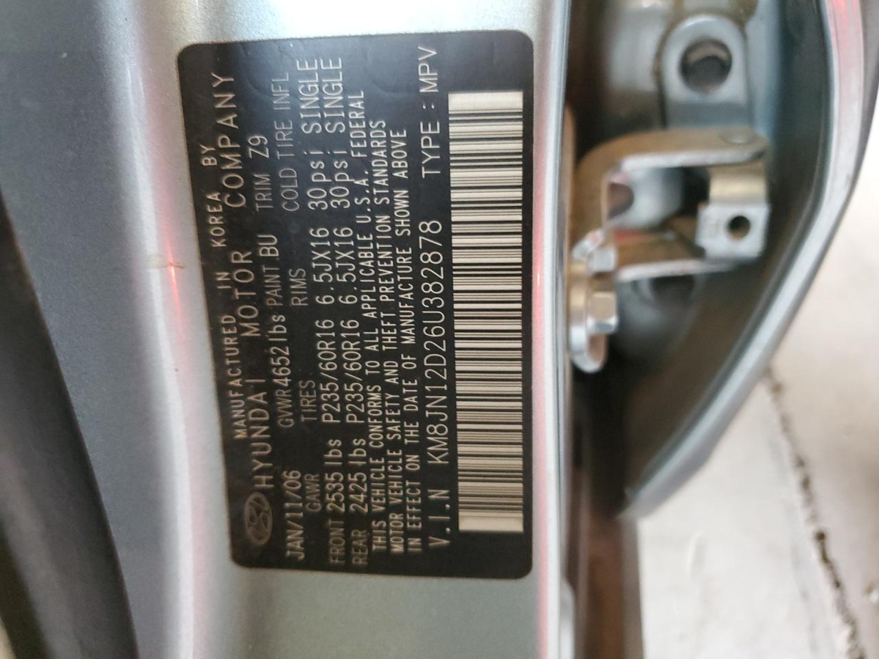 KM8JN12D26U382878 2006 Hyundai Tucson Gls