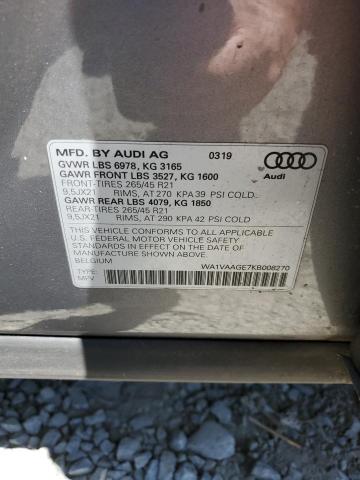 WA1VAAGE7KB008270 2019 Audi E-Tron Prestige