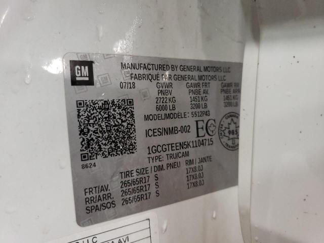 2019 Chevrolet Colorado Zr2 VIN: 1GCGTEEN5K1104715 Lot: 59433964