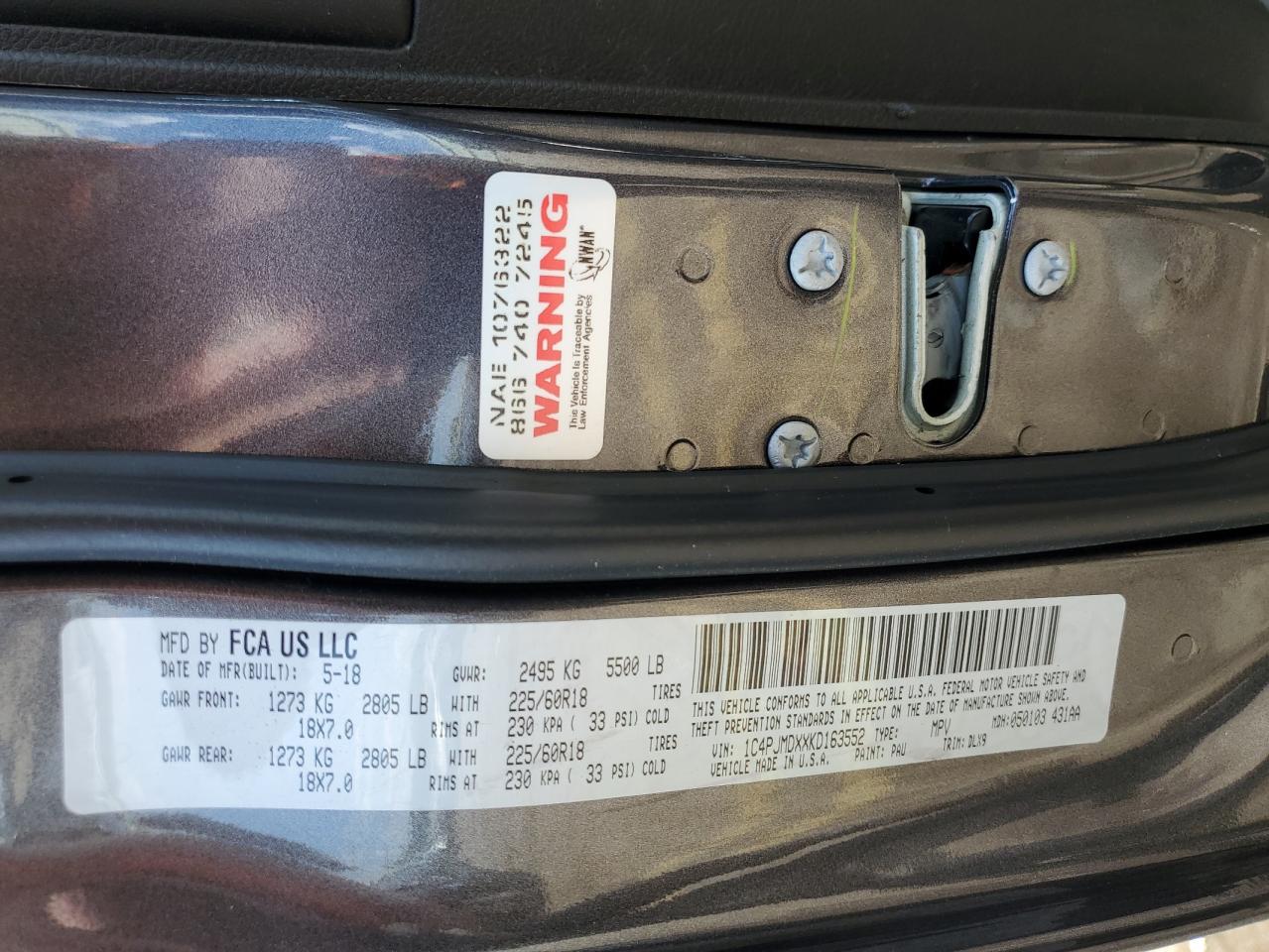 1C4PJMDXXKD163552 2019 Jeep Cherokee Limited