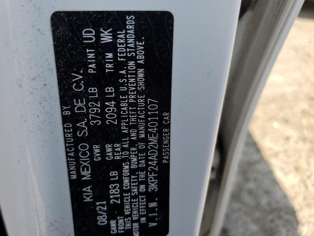 2021 Kia Forte Fe VIN: 3KPF24AD2ME401107 Lot: 58337764