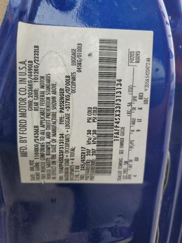 2003 Ford Mustang Gt VIN: 1FAFP45X33F313134 Lot: 59703014