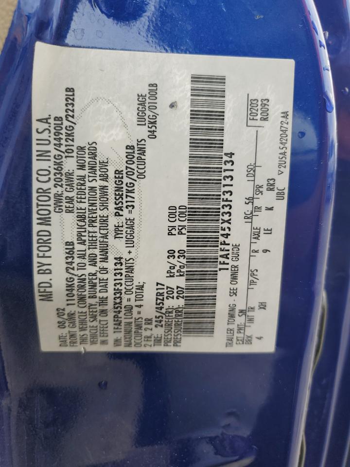 1FAFP45X33F313134 2003 Ford Mustang Gt