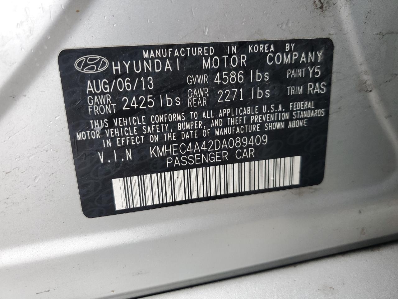 KMHEC4A42DA089409 2013 Hyundai Sonata Hybrid